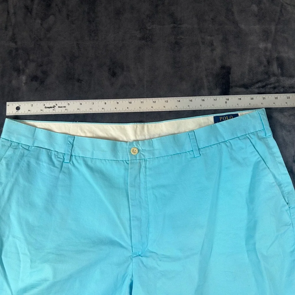 Polo Ralph Lauren Chino Shorts Mens 42 Blue Pima Cotton Flat Front Classic Fit‎